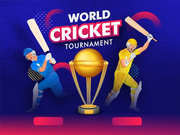 Banner de torneio de críquete do mundo com o campeão