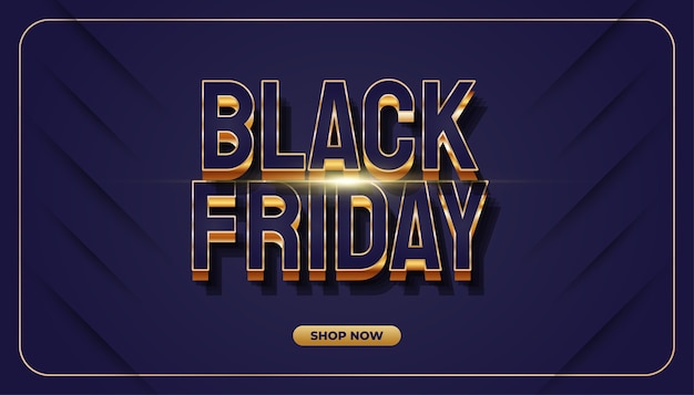 Banner de venda da black friday com texto elegante em estilo luxuoso