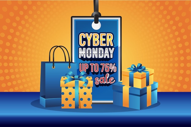 Vetor banner de venda da cyber monday