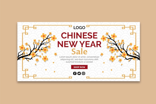 Vetor banner de venda de ano novo chinês