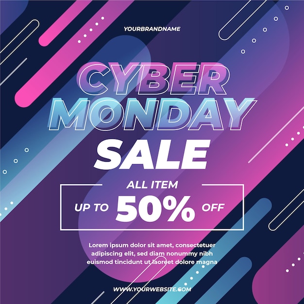 Vetor banner de venda de design plano cyber monday