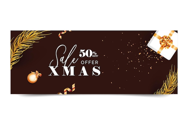 Banner de venda de feliz natal com lindo modelo