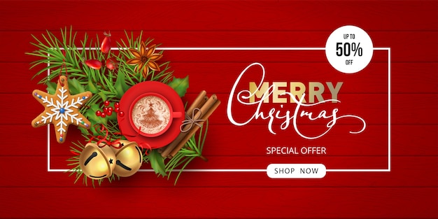 Banner de venda de feliz natal e feliz ano novo