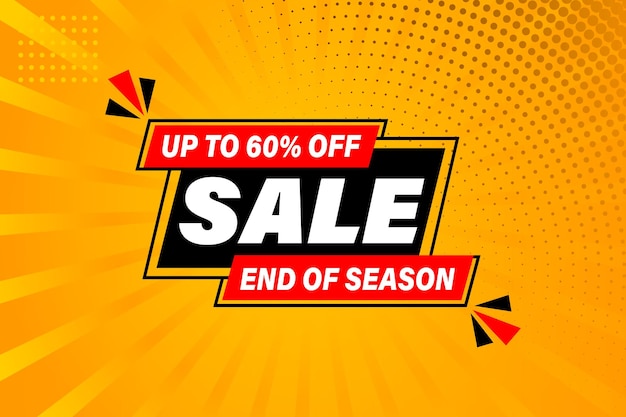 Banner de venda de fim de temporada Desenho de etiqueta de preço de oferta de temporada Design de tag de festival de desconto de produto
