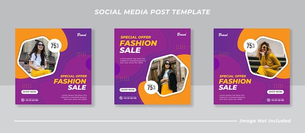 Banner de venda de moda ou flyer quadrado para modelo de postagem em mídia social