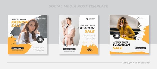 Banner de venda de moda ou folheto quadrado para mídia social postar modelo