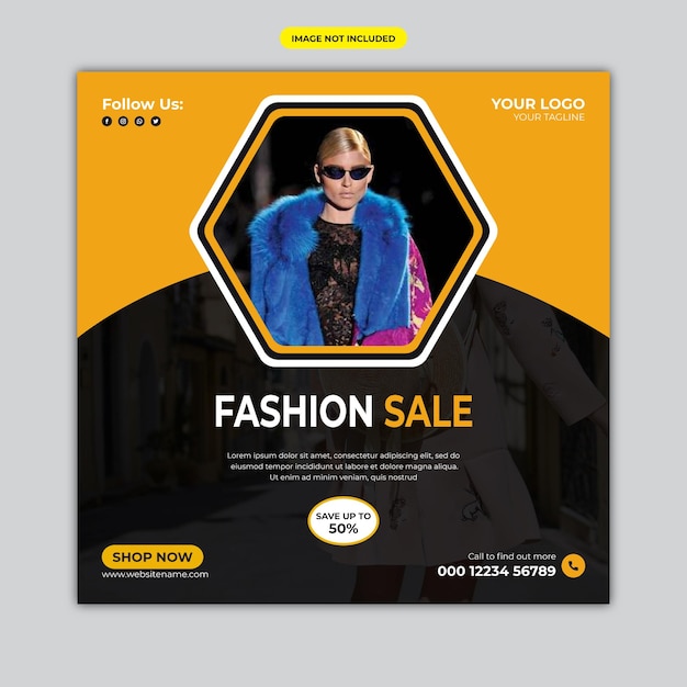 Banner de venda de moda para capa do Facebook de mídia social ou postagem no Instagram