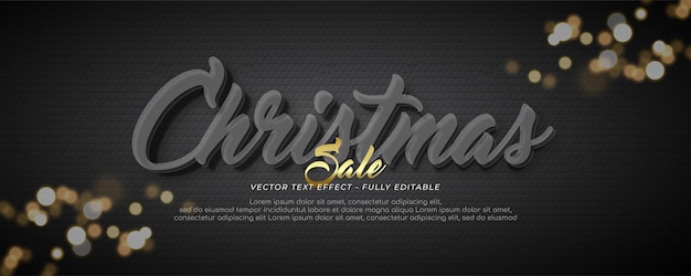 Banner de venda de natal com modelo de estilo 3d de texto editável