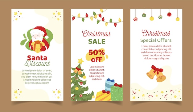 banner de venda de natal para histórias de postagens sociais de mídia com estilo colorido divertido