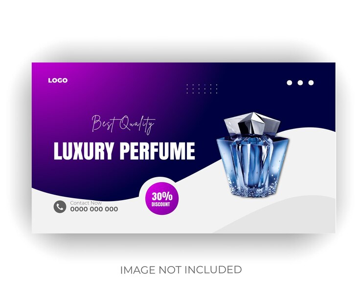 Vetor banner de venda de perfume anúncio de perfume youtube miniatura de mídia social pacote modelo de postagem do instagram