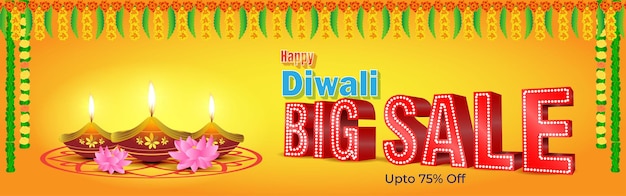 Banner de venda de temporada festiva de diwali feliz