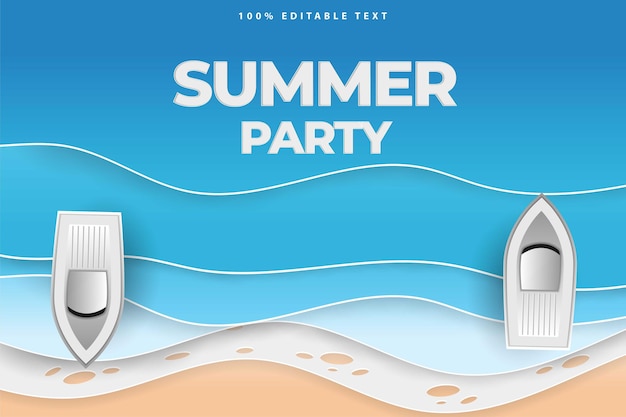 banner de venda de verão em antena de vista superior estilo recortado com efeito de texto editável