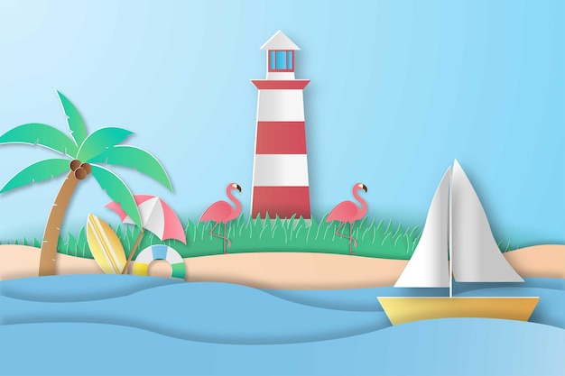 banner de venda de verão em estilo recortado