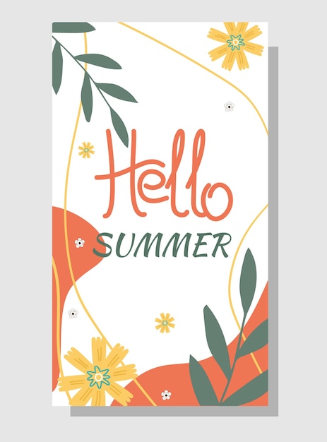 Banner de venda de verão flores de verão e forma abstrata