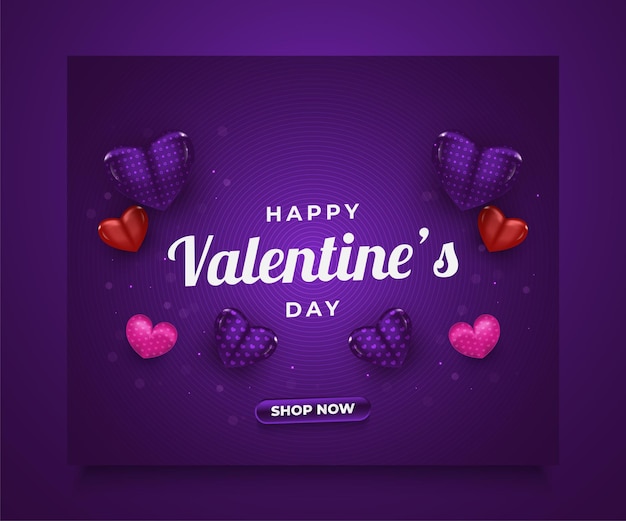 Banner de venda do dia dos namorados com propagação de corações coloridos em 3d