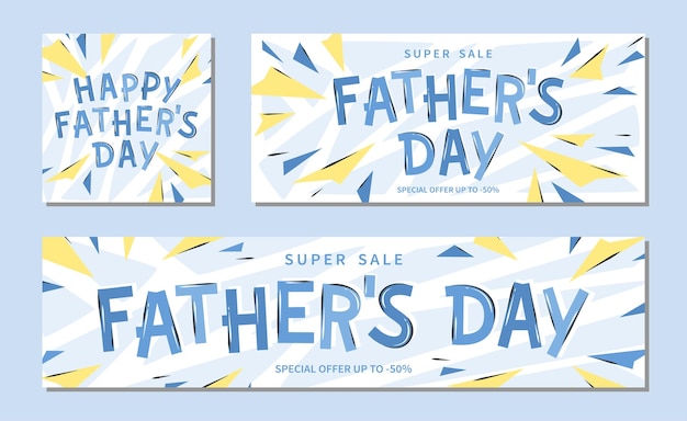 Vetor banner de venda do dia dos pais feliz fundo de férias com letras