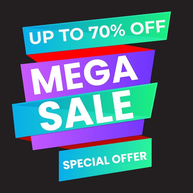 Banner de venda mega 3D realista moderno com desconto plano fundo de ilustração vetorial abstrato Temp