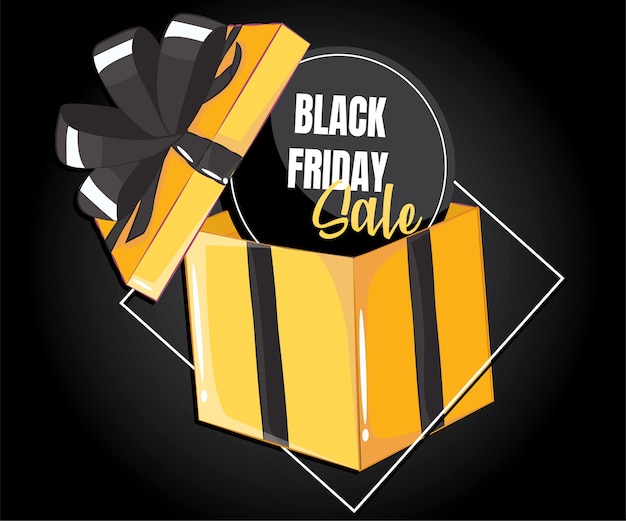 Banner de venda moderno com caixa de presente para black friday