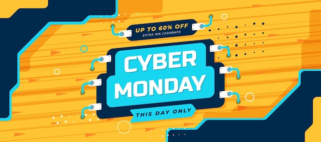 Vetor banner de venda plana da cyber monday