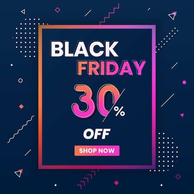 Banner de vendas da black friday 30 fora da promoção black friday 30 oferta de desconto