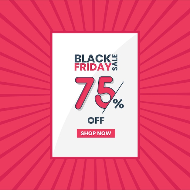 Banner de vendas da black friday 75 fora da promoção black friday 75 oferta de desconto