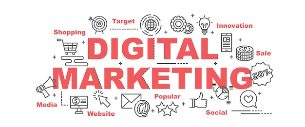 Banner de vetor de marketing digital