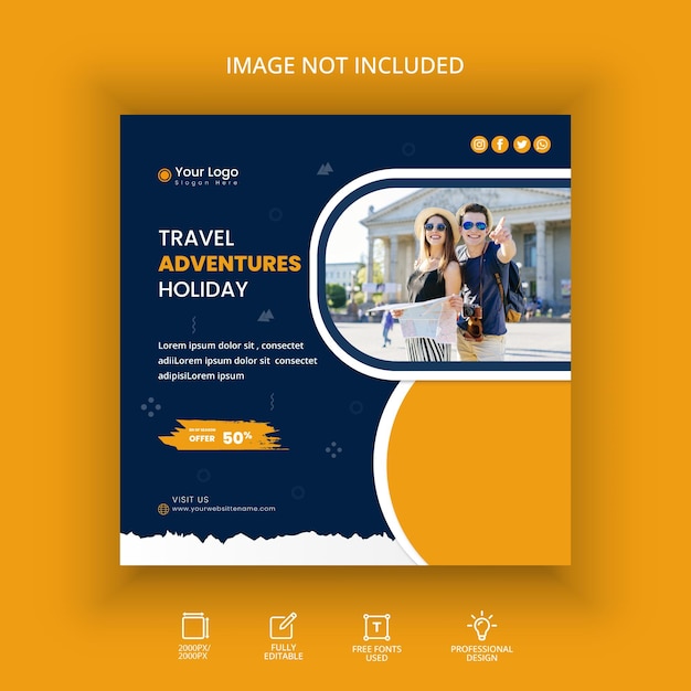 Banner de viagem horizontal para férias de férias com foto 09