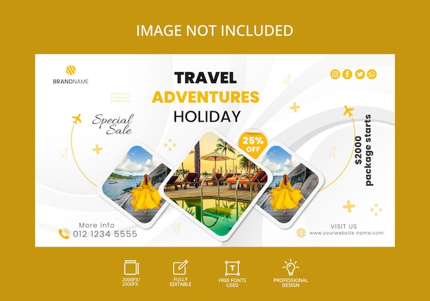 Banner de viagem para redes sociais e design de banners publicitários turísticos