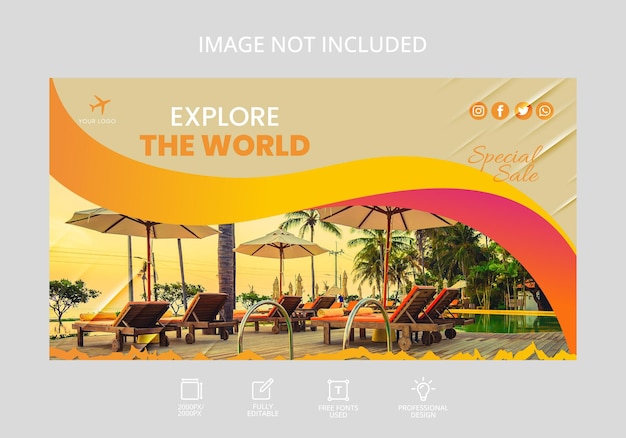 Banner de viagem para redes sociais e design de banners publicitários turísticos