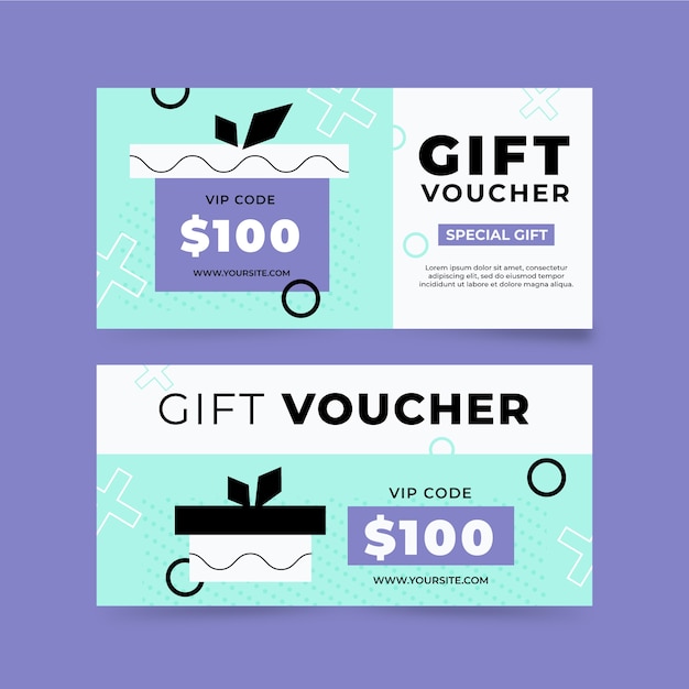 Vetor banner de voucher de presente com design plano lindo