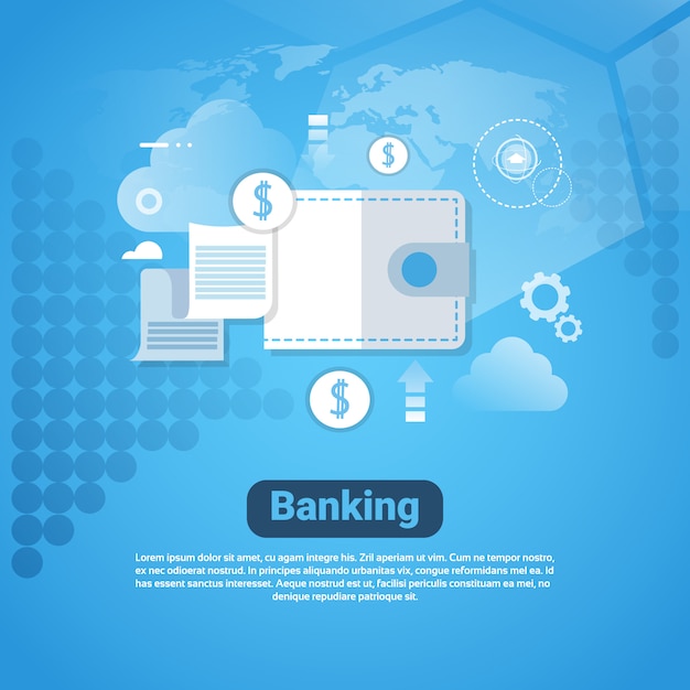 Banner de web de modelo bancário com cópia espaço conceito de poupança de dinheiro