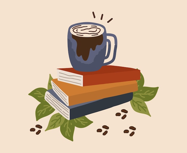 Banner de xícara de café no livreto - dia do café. ilustração vetorial
