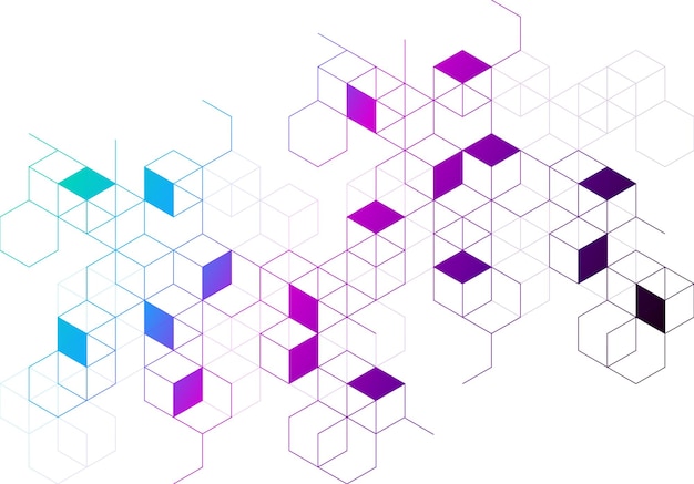 Banner do conceito de blockchain com poligonal geométrica abstrata com pontos e linhas de conexão ilustração vetorial de fundo de ciência e tecnologia