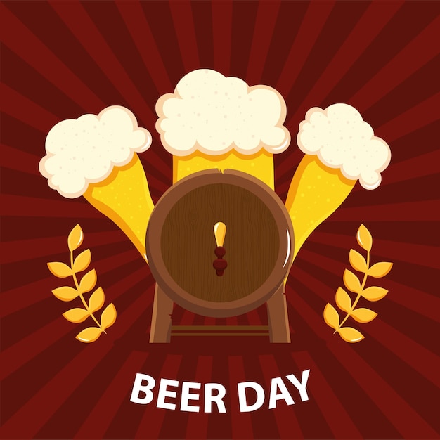Banner do dia da cerveja com barril