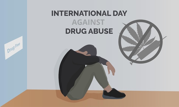 Vetor banner do dia internacional contra o abuso de drogas sem drogas sem drogas para uma vida saudável e pacífica