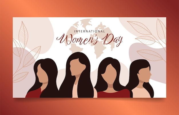 Banner do dia internacional da mulher com ilustrações abstratas simples