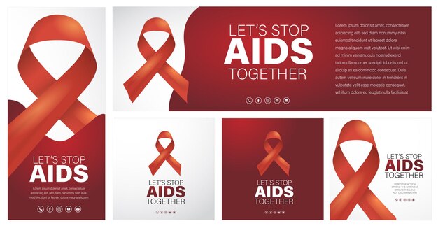 Banner do Dia Mundial da AIDS com fita de conscientização de seda vermelha sobre fundo estilo prata.