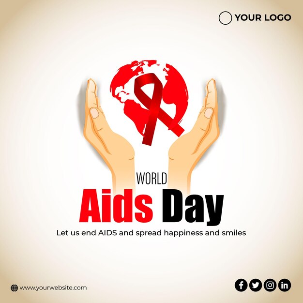 Banner do dia mundial da aids em vetor com fita vermelha