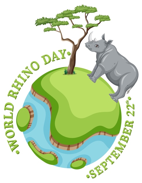 Vetor banner do dia mundial do rinoceronte 22 de setembro