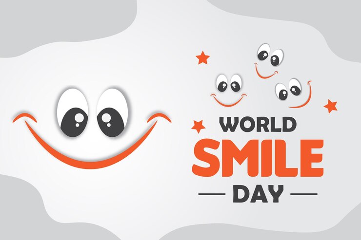 Vetor banner do dia mundial do smiley com fundo branco