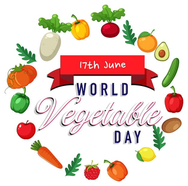 Vetor banner do dia mundial dos vegetais com legumes e frutas