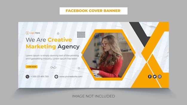 Banner do Facebook da agência de marketing digital, modelo de banner da web Vetor Premium
