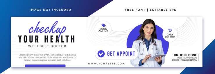 Vetor banner do linkedin para médicos e médicos
