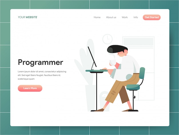 Vetor banner do programador da página de destino concept