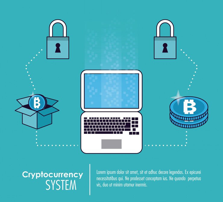 Vetor banner do sistema de criptomoeda
