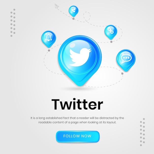 Vetor banner do twitter com ícones de mídia social