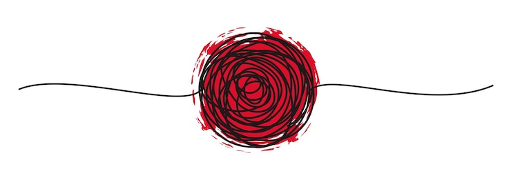 Vetor banner emaranhado com círculo rabiscado desenhado à mão com linha fina