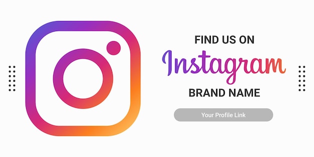 Vetor banner encontre-nos instagram com ícone e link de perfil