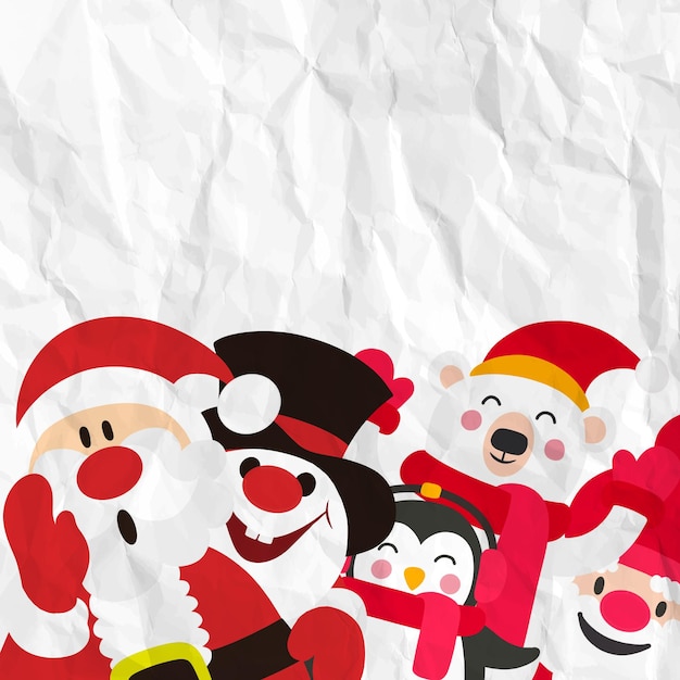 Banner engraçado de personagens de desenhos animados de natal Um conjunto de personagens de natal feliz