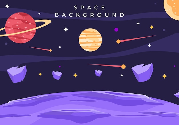 Banner espacial com fundo roxo do planeta